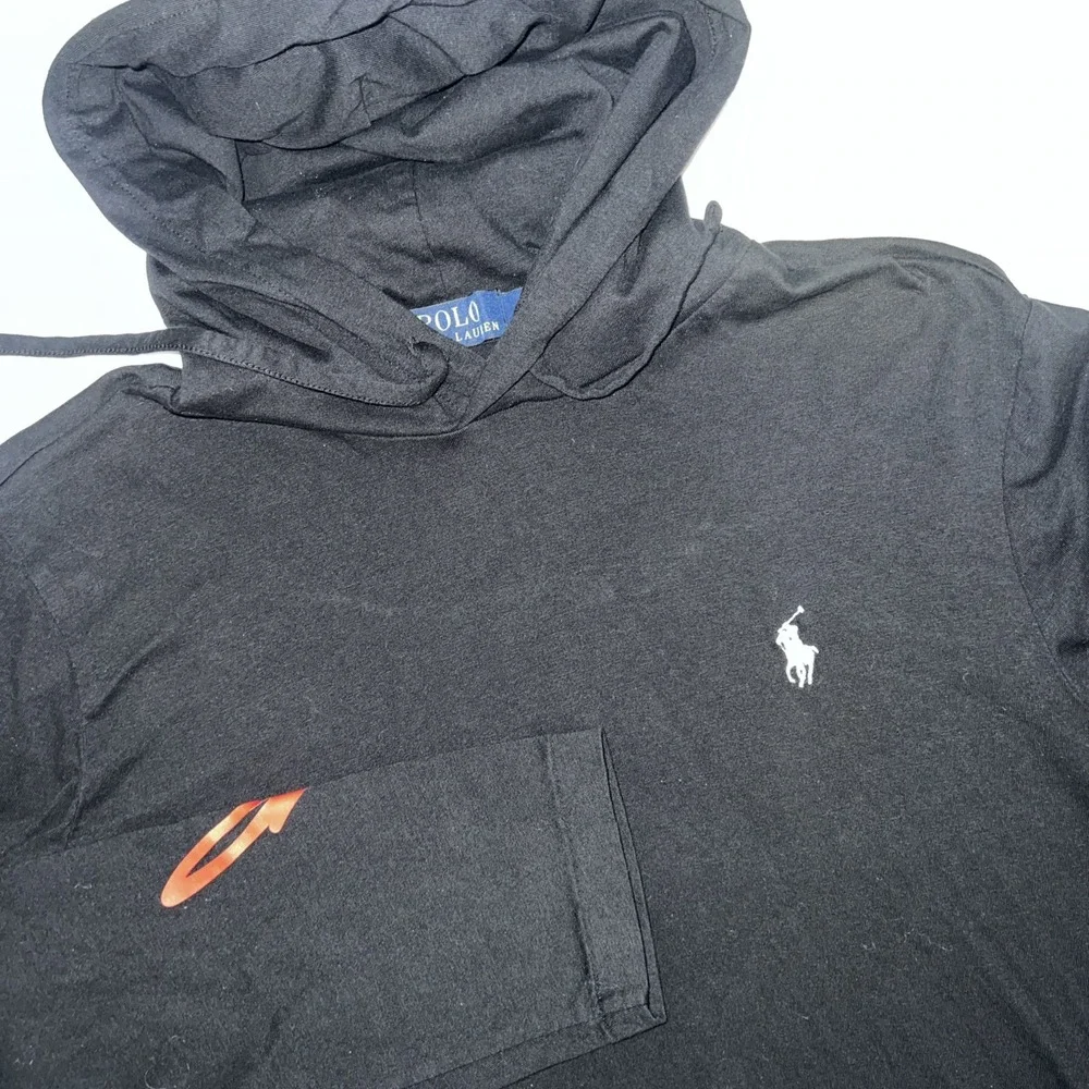 Polo Ralph Lauren Mens‎ Hoodie Black Long Sleeve Large Pony Hooded Tee Small